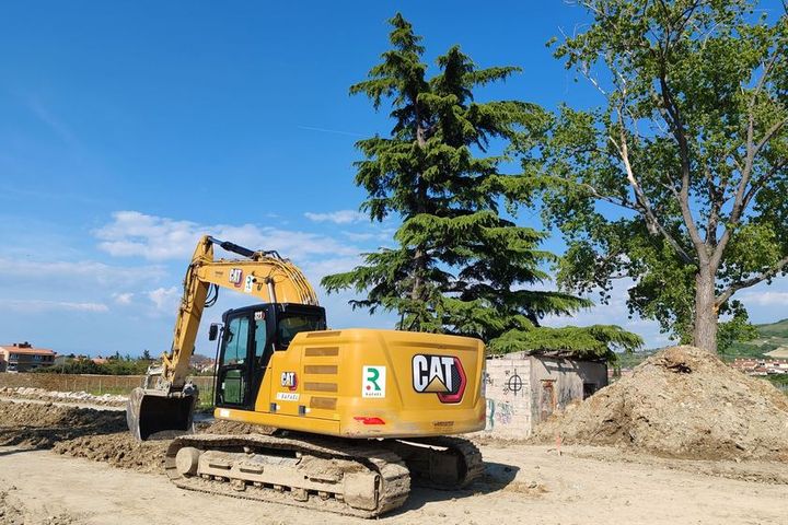 Graafmachine op een werkterrein